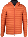 Save The Duck Donald Logo-patch Hooded Padded Jacket In Orange