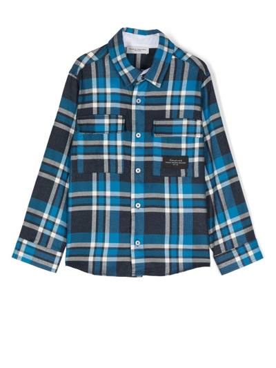 Paolo Pecora Kids' Checked Long-sleeve Shirt In Blu