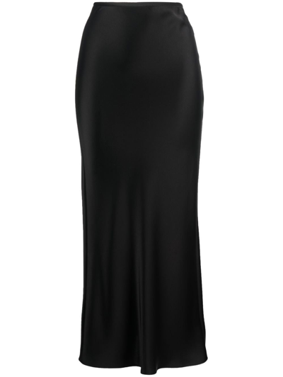 V:pm Atelier Satin-finish Flared Midi Skirt In Black