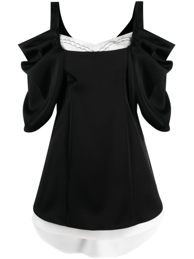 V:pm Atelier Drop-shoulder Mini Dress In Black