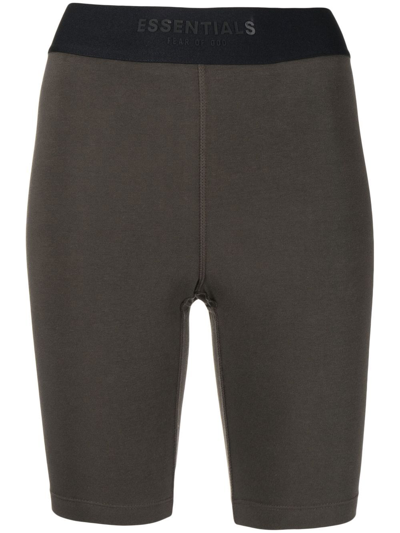 Essentials Logo-waistband Detail Shorts In Brown