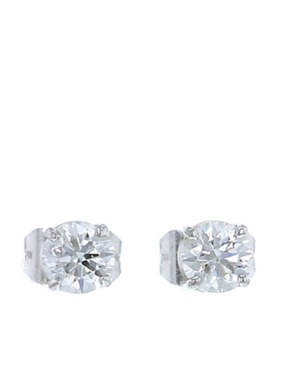 Pre-owned Atelier Collector Square 2010 Small White Gold Diamond Earrings In Silver
