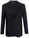 Tagliatore Single-breasted Virgin Wool-blend Blazer In Blue