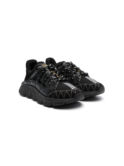 Versace Kids' Chunky Lace-up Sneakers In Black
