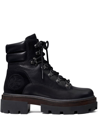 Tory Burch Lug Miller Leather Boots In Black
