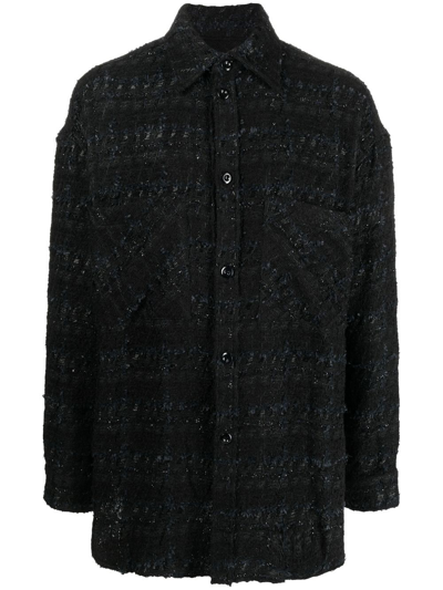 Faith Connexion Long Sleeve Tweed Shirt In Black