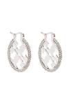 Tory Burch Silver Crystal Embellished Earrings In Grey