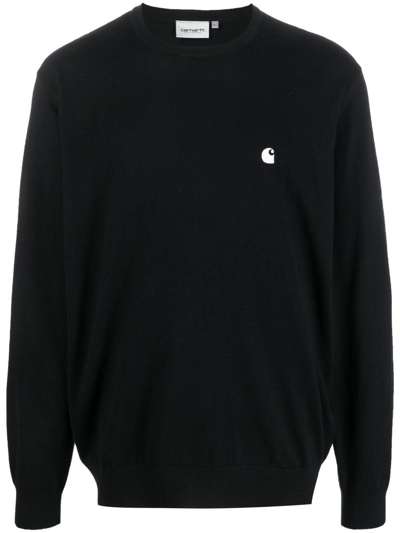 Carhartt Logo-embroidered Crew Neck Jumper In Black