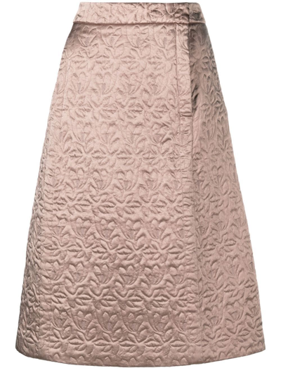 Maison Margiela Jacquard Pencil Skirt In Powder