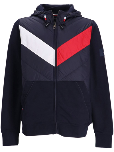 Tommy Hilfiger 人字纹图案印花拉链连帽衫 In Blue