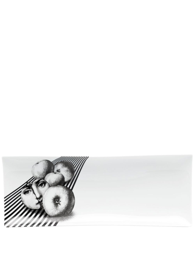 Fornasetti Face-print Rectangular Tray In White