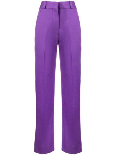 Victoria Beckham High-waisted Straight-leg Trousers In Purple