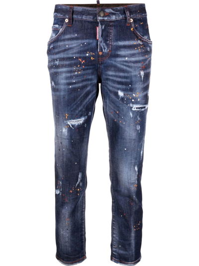 Dsquared2 Cropped Denim Jeans In Blue