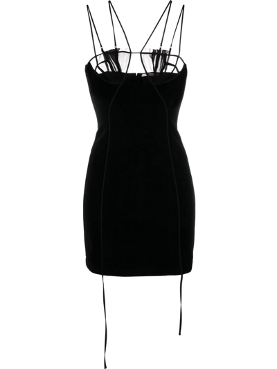 Nensi Dojaka Spaghetti-strap Minidress In Black