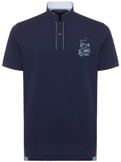 Shanghai Tang Dragon-embroidery Cotton Polo Shirt In Blue