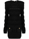 Balmain Tweed Mini Dress In Black