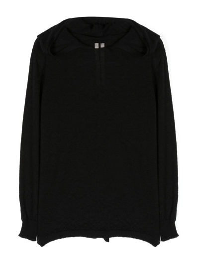 Rick Owens Hooded Cashmere Hoodie In 09 Black