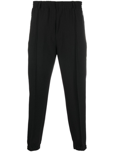 Emporio Armani Elasticated Straight-leg Trousers In Black