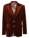 Palm Angels Single-breasted Velvet Blazer In Brown Brown
