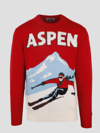 Mc2 Saint Barth Aspen Vintage Postcard Sweater In Red