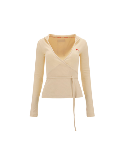 Marine Serre Hooded Jersey In Broken White