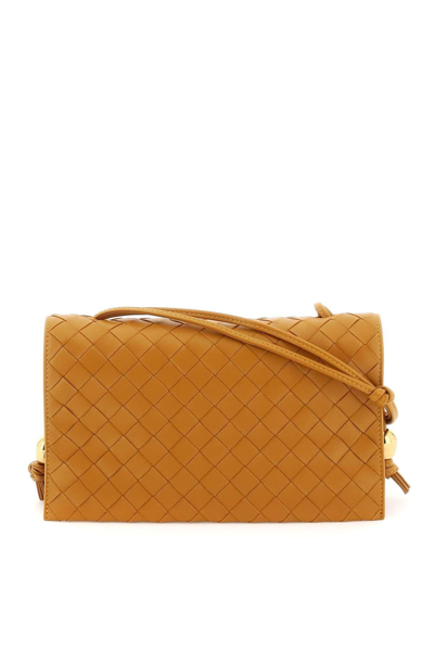 Bottega Veneta Trio Pouch On Strap Shoulder Bag In Cob-gold