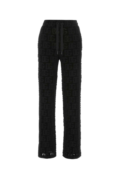 Dolce & Gabbana Logo-jacquard Flared Pants In Black