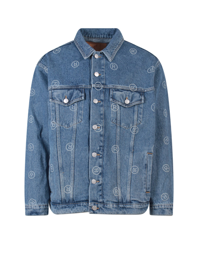 Martine Rose Monogram-print Denim Jacket In Blue