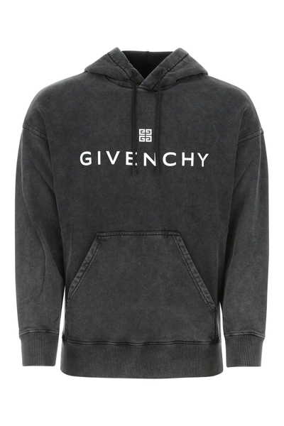 Givenchy Logo棉质针织帽衫 In Grey