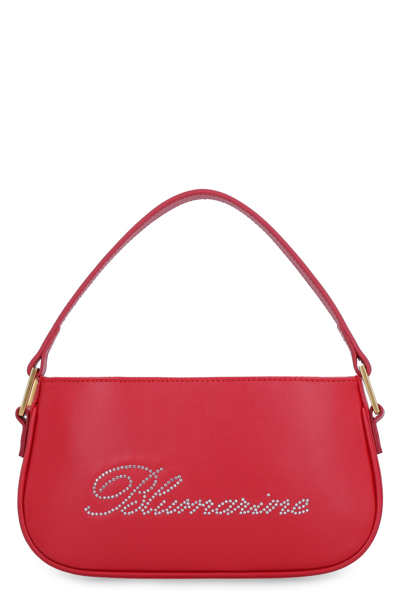 Blumarine Logo Print Leather Handbag In Red