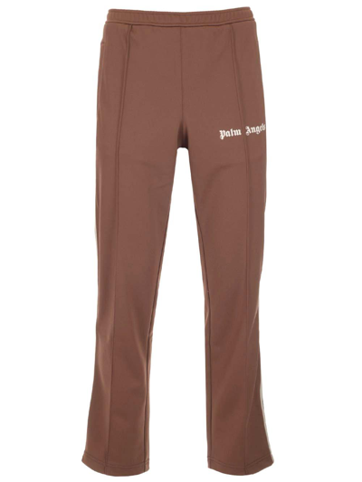 Palm Angels Logo-printed Stripe Track Pants In Marrone