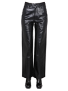 Rotate Birger Christensen Rotie Snake-effect Vegan Leather Straight-leg Pants In Black