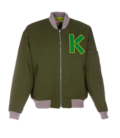Kenzo Varsity Logo-patch Bomber Jacket In Green