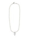 Emanuele Bicocchi Pearl Necklace With Cross In Silver