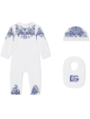 DOLCE & GABBANA MAJOLICA-PRINT BABYGROW SET