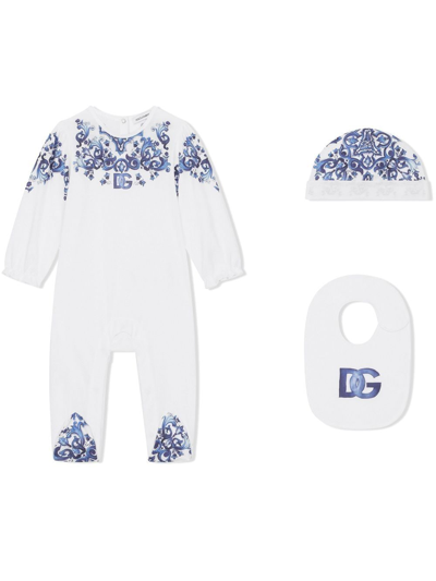 Dolce & Gabbana Majolica-print Babygrow Set In White