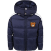MOSCHINO BLUE JACKET FOR GIRL WITH LOGO AND TEDDY BEAR