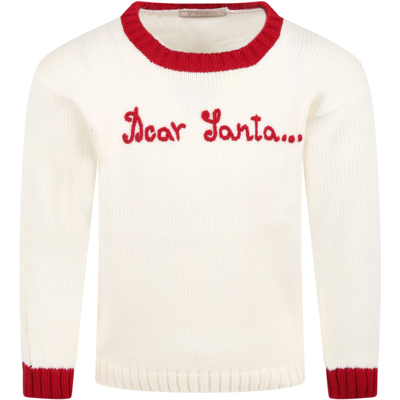 La Stupenderia Kids' Ivory Sweater For Boy In Cream