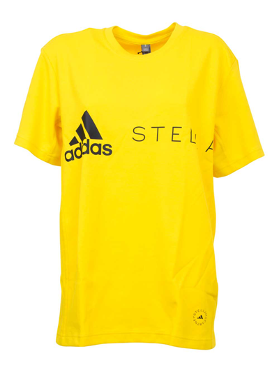 Adidas By Stella Mccartney Logo-print Cotton T-shirt In Yellow