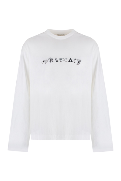 Our Legacy Logo-embroidered Cotton-jersey T-shirt In White