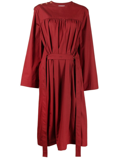 Lemaire Mid-length Pleated Dress In Red