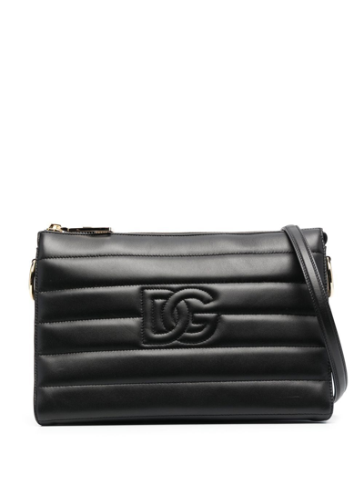 Dolce & Gabbana Medium Tris Leather Clutch In Black