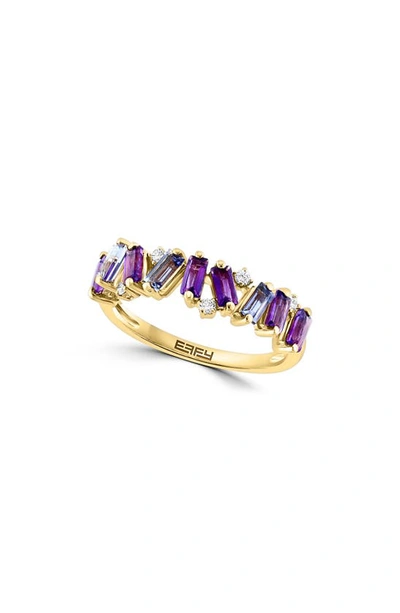 Effy 14k Yellow Gold Amethyst & Diamond Ring