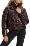 Noize Coco Crop Water Resistant Puffer Jacket In Espresso
