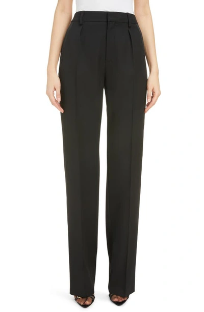 Saint Laurent High Rise Tailored Trousers In Nero