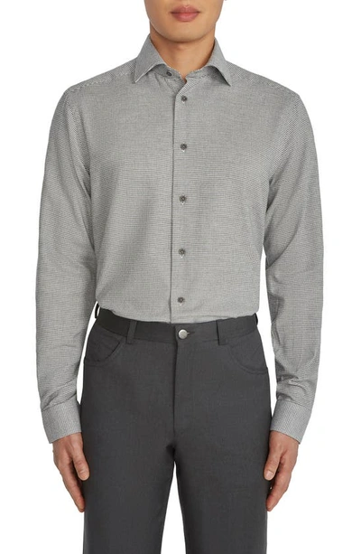 Jack Victor Glen Modern Fit Houndstooth Check Cotton Button-up Shirt In Grey