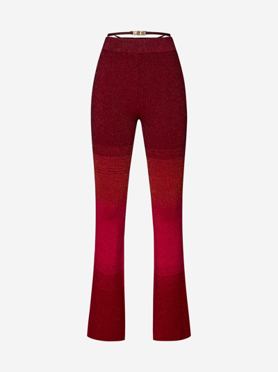 Gcds Ribbed Degrade Lurex Knit Pants In Red