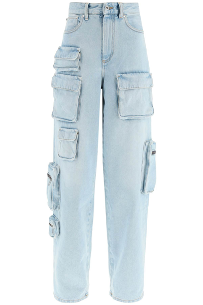 Off-white Bleach Multipocket Cargo Jeans In Blue