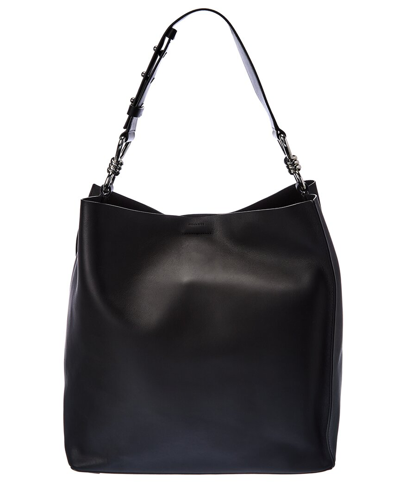 Allsaints Captain Large Leather Tote In Black
