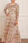 Needle & Thread Sequinned Alicia Gown In Gold